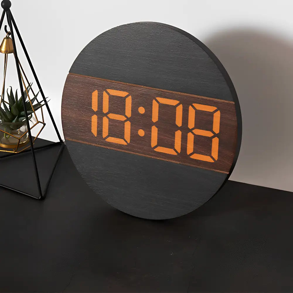 Horloge Murale LED en Bois - Horloges murales